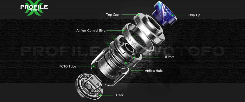 Profilo Wotofo X RTA Vista esplosa