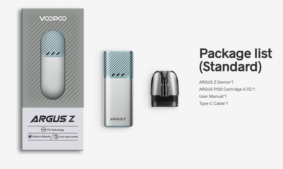 Voopoo Argus Z Pod Mod 900mAh confezione