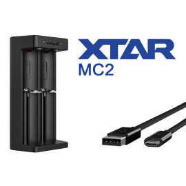 Caricabatterie XTAR MC2 USB-C - 2 Slot per Batterie 18650, 21700 e Altre