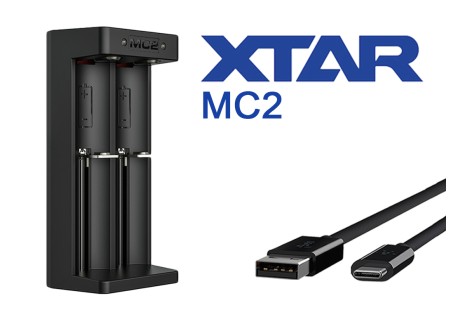 Caricabatterie XTAR MC2 USB-C - 2 Slot per Batterie 18650, 21700 e Altre Volari.it
