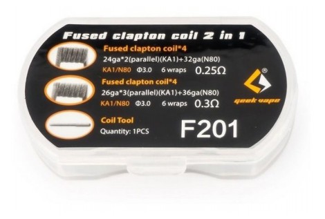 Coil Pronte Geekvape KA1-N80 Fused Clapton 2 in 1 8pz 0.25Ohm 0.30Ohm