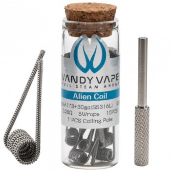 Coil Vandy Vape Alien 26GA Kanthal A1 X 3 +30GA SS316L 0.28Ohm