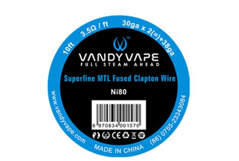 Filo Resistivo Vandy Vape SuperFine MTL Ni80 Fused Clapton 30GAX2+38GA